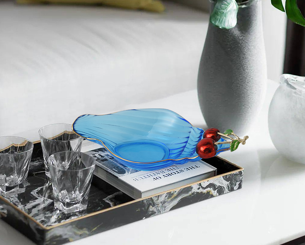 Blue Conch Cherry Fruit Plate Enamel Dekorasyon luxury glass handicraft