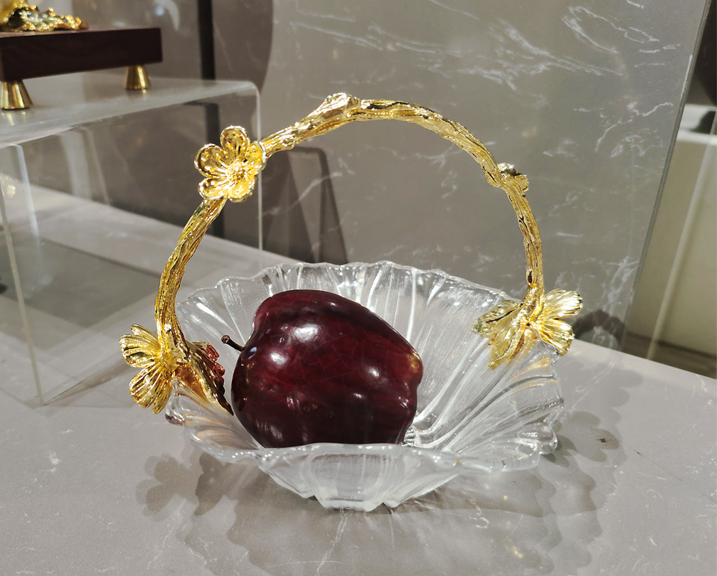 Modernong luxury artistic crystal glass fruit basket American pastoral style natatanging fruit tray